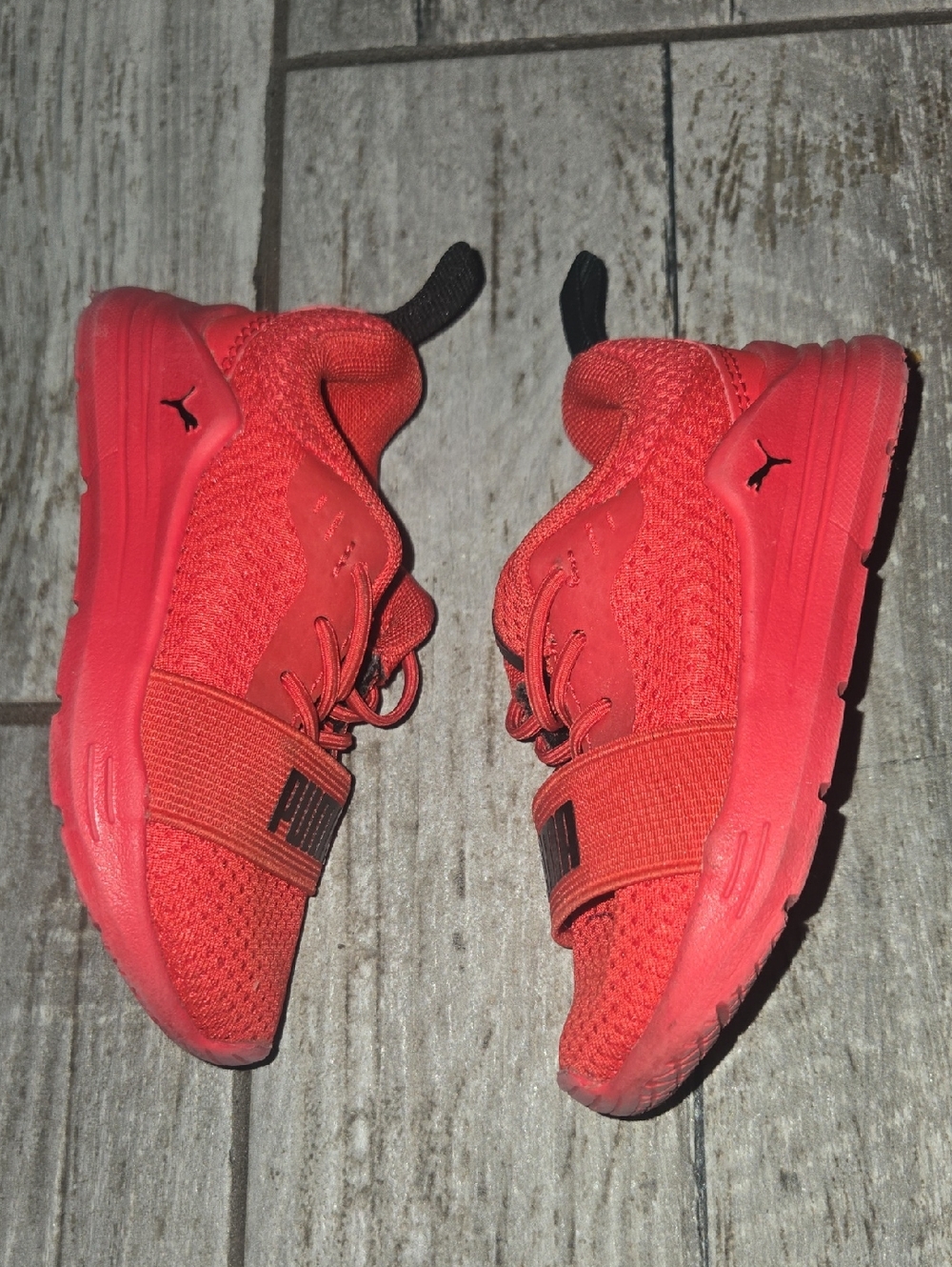 Puma Kids' Bright Red Slip-On Sneakers with Strap